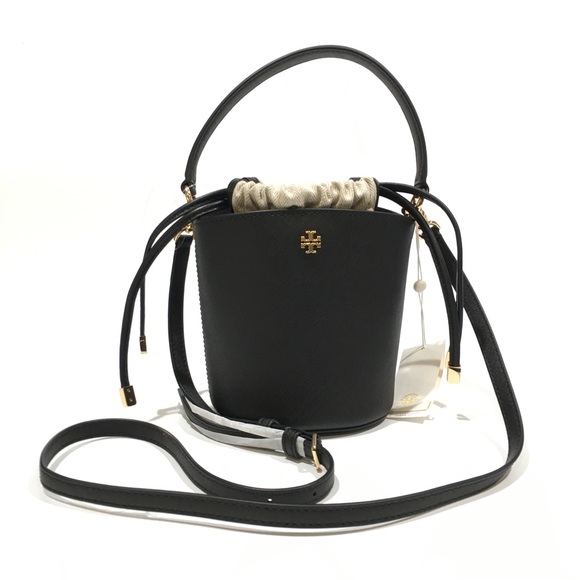 Tory Burch Emerson Mini Bucket Bag / Crossbody -Black -NWT - Picture 1 of 13